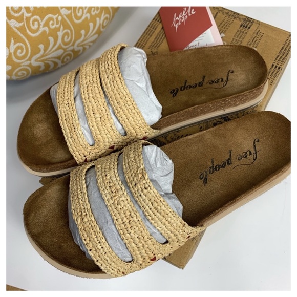 Free People Shoes - FREE PEOPLE 39 RED CRETE FOOTBED SLIDES SANDALS